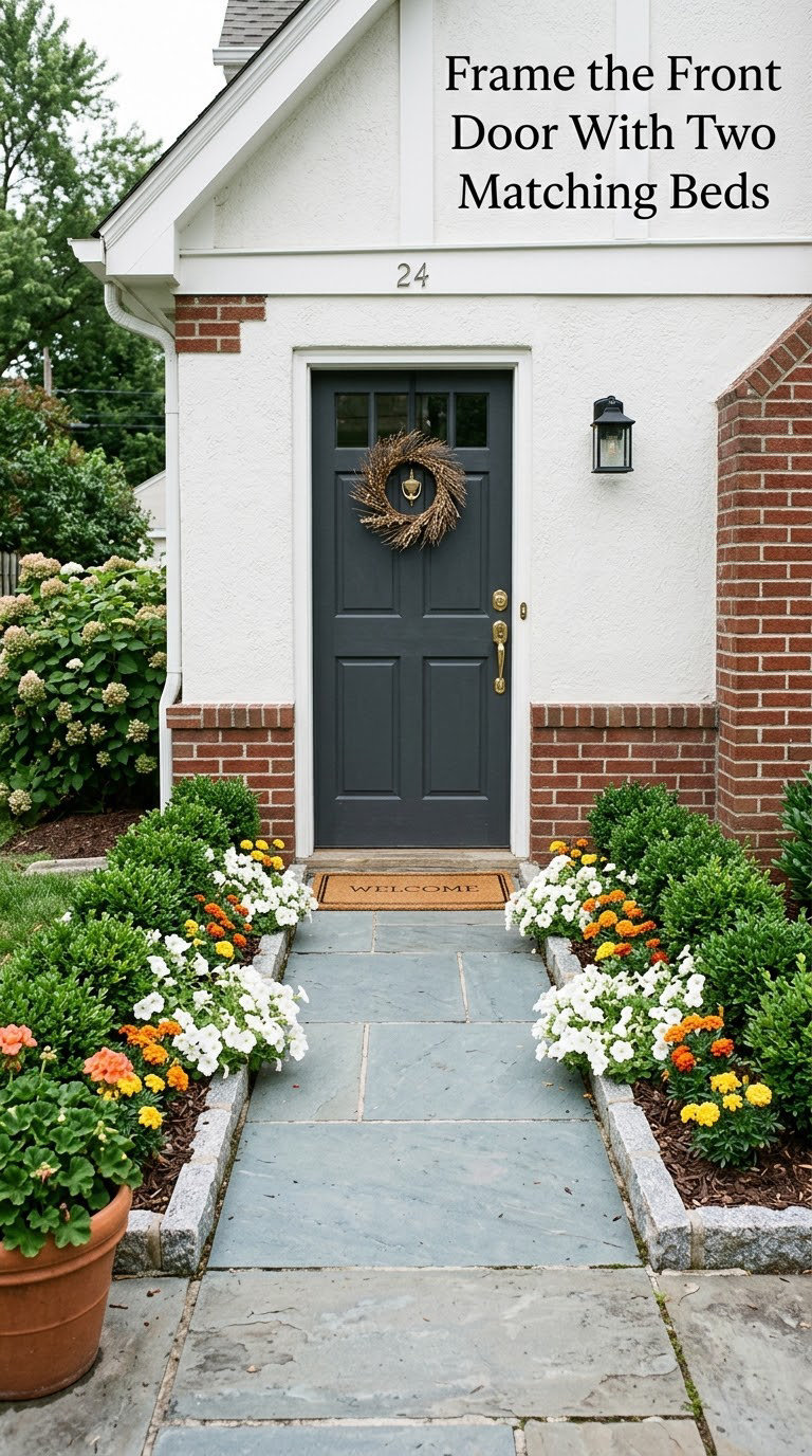 Frame the Front Door With Two Matching Beds