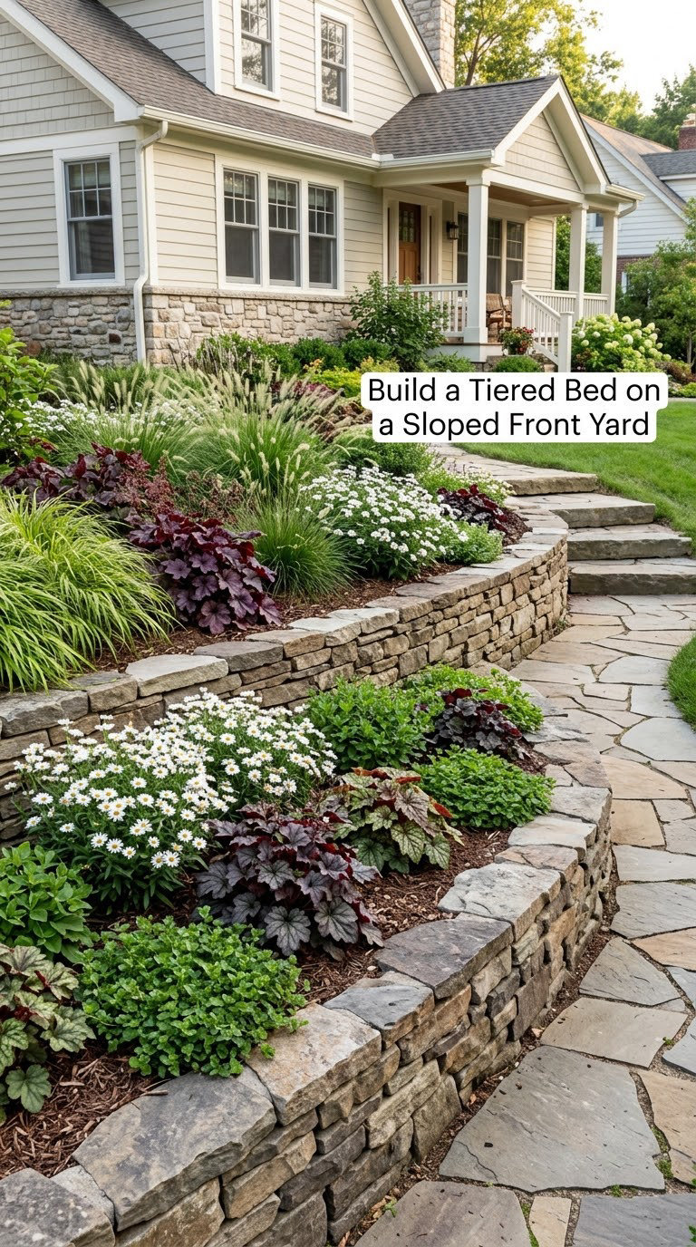 Build a Tiered Bed on a Sloped Front Yard