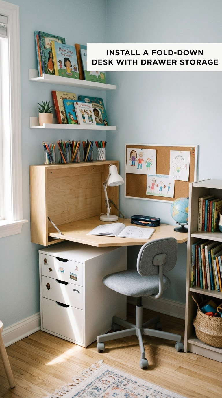 Install a Fold-Down Desk with Drawer Storage