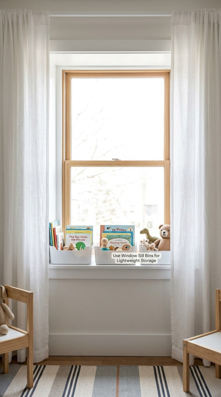 Use Window Sill Bins for Lightweight Storage