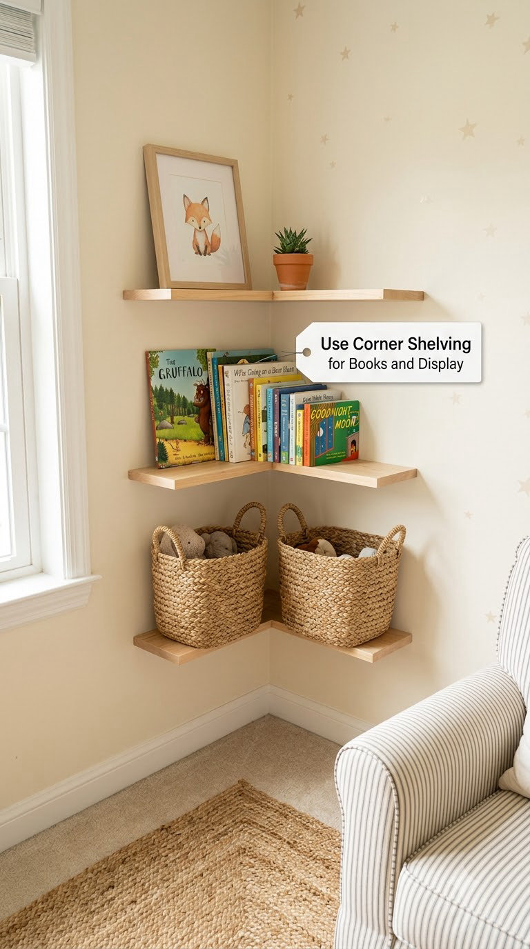Use Corner Shelving for Books and Display