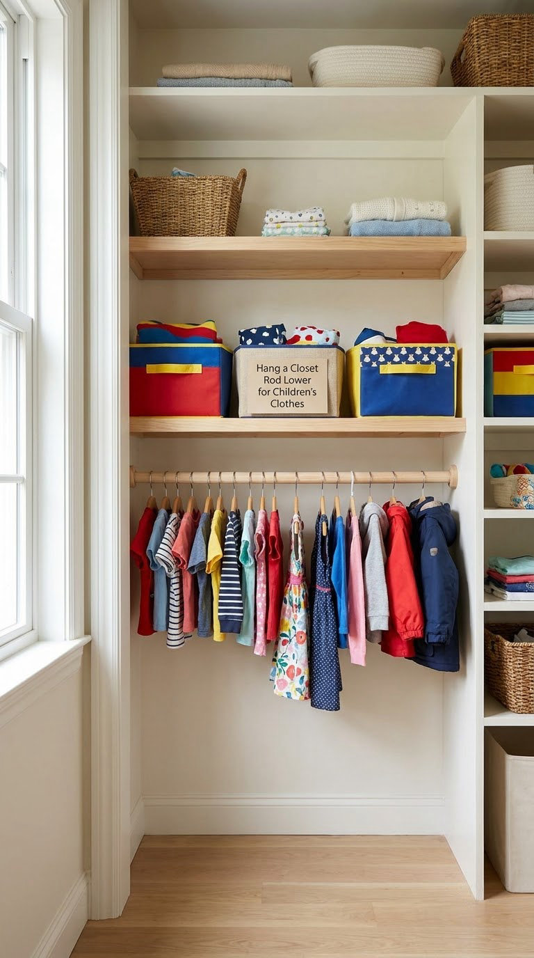 Hang a Closet Rod Lower for Children's Clothes