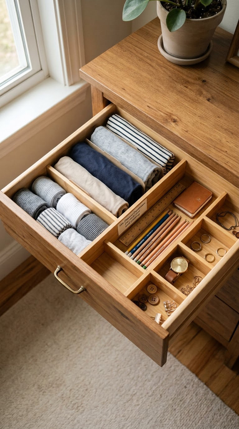 Use Drawer Organizers for Small Items and Clothing