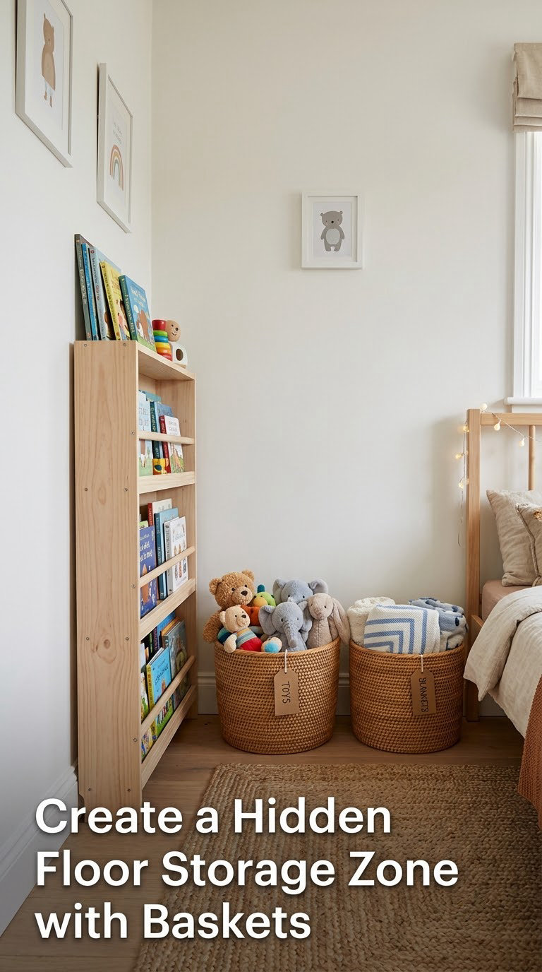 Create a Hidden Floor Storage Zone with Baskets