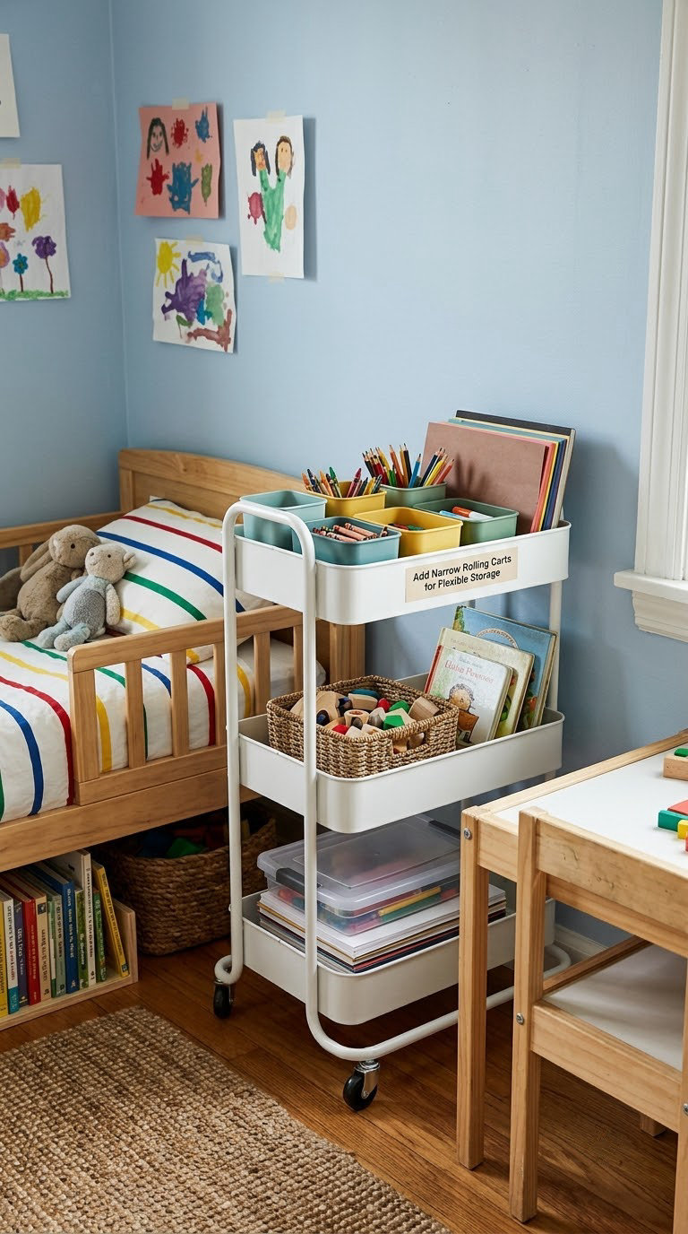 Add Narrow Rolling Carts for Flexible Storage