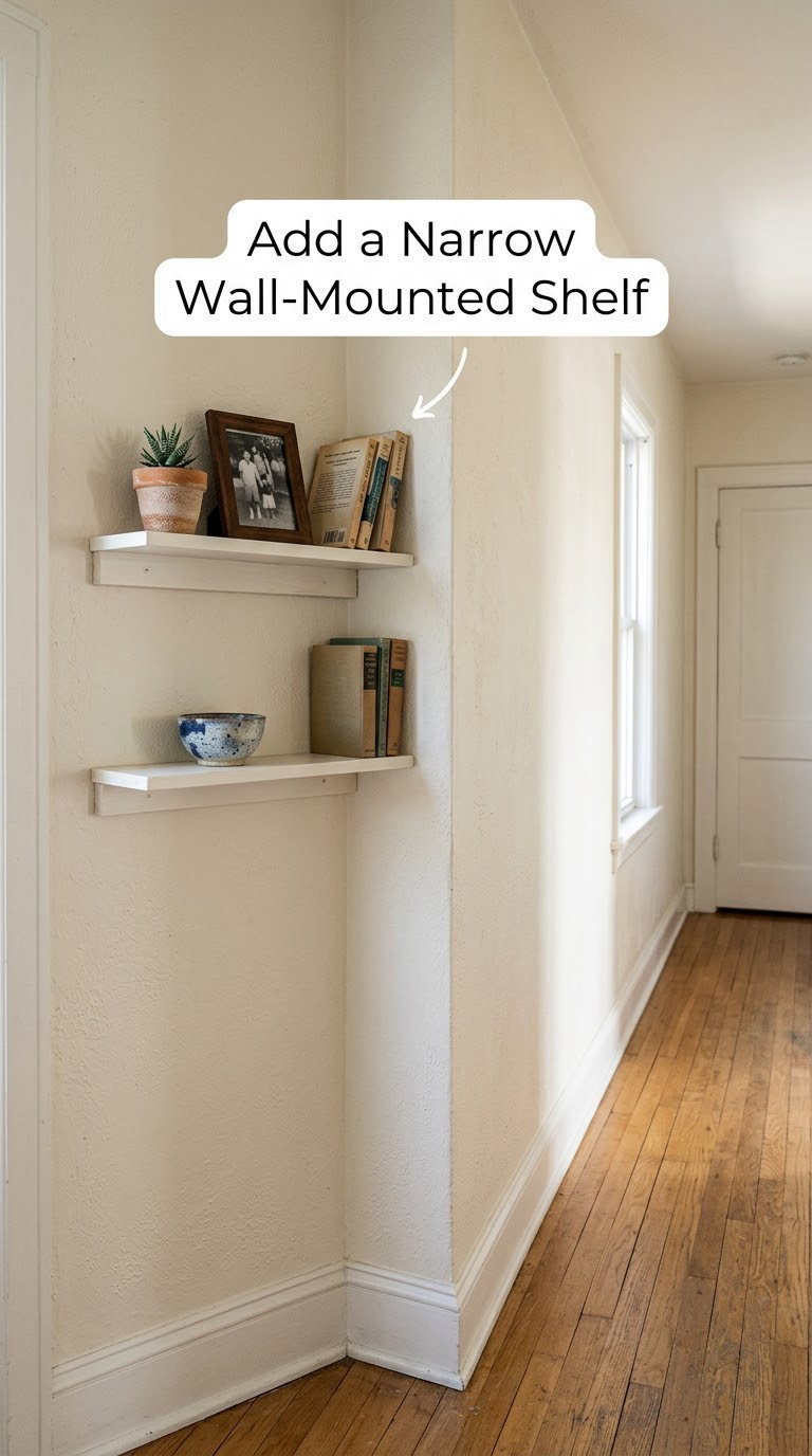 Add a Narrow Wall-Mounted Shelf