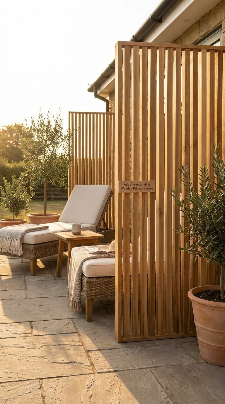 Add a Freestanding Wooden Privacy Screen