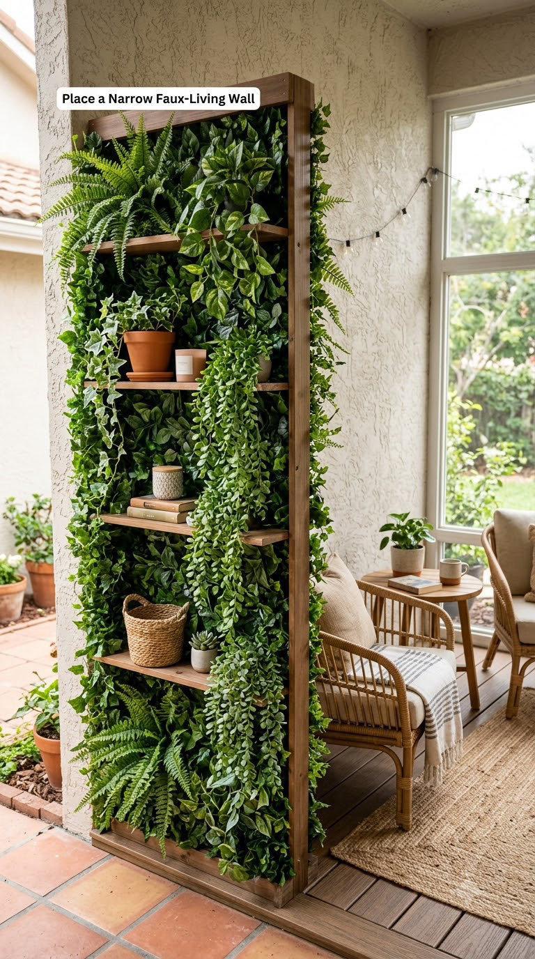 Place a Narrow Faux-Living Wall