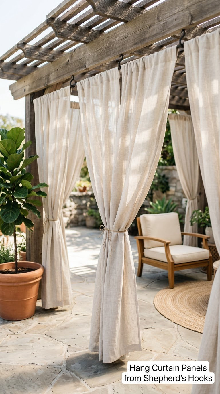 Hang Curtain Panels from Shepherd's Hooks