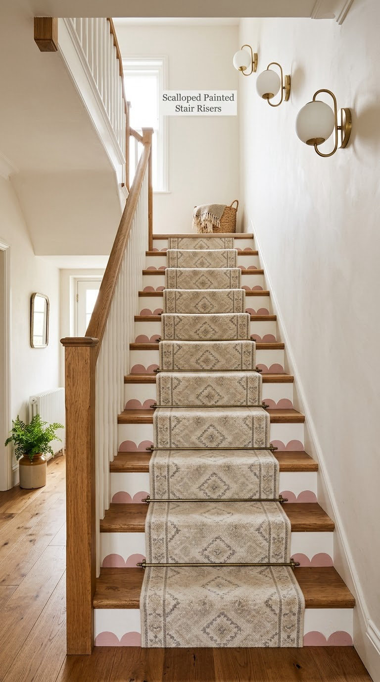 Scalloped Painted Stair Risers