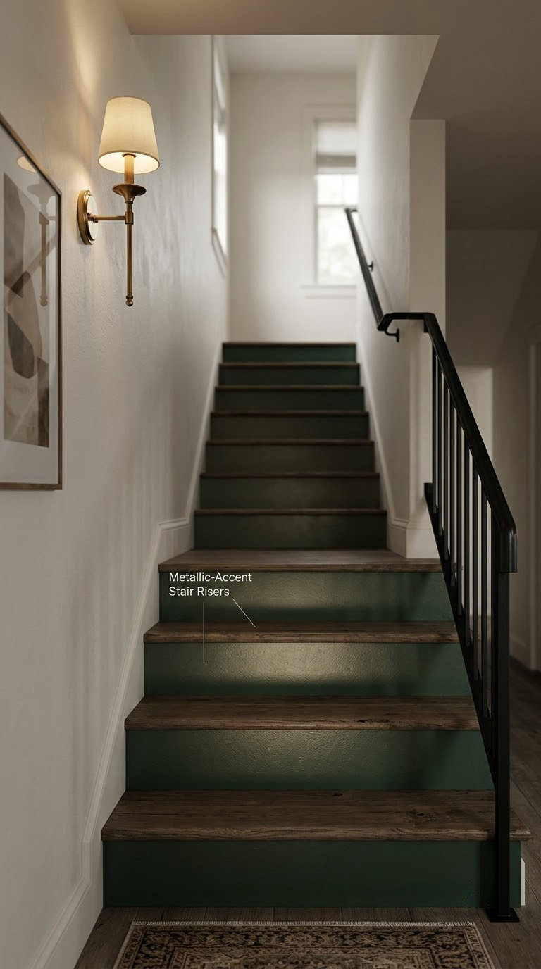 Metallic-Accent Stair Risers