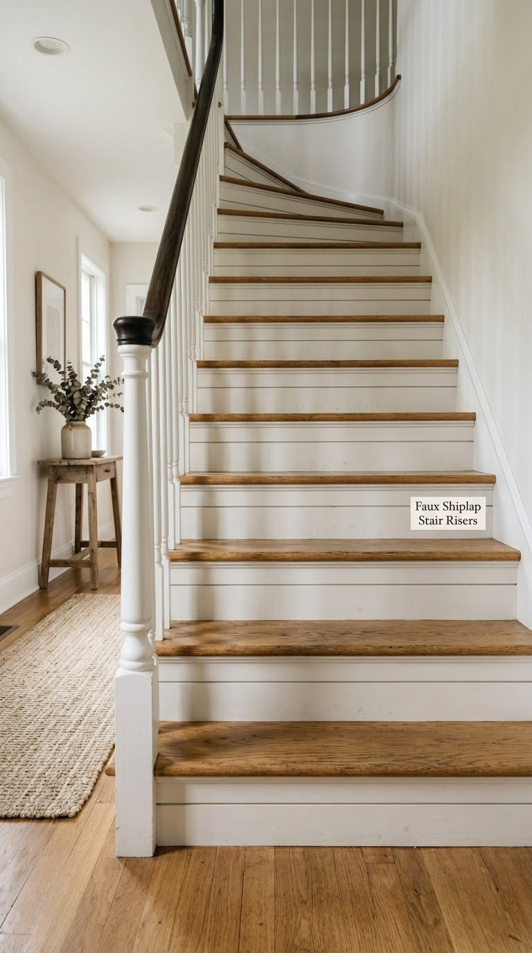 Faux Shiplap Stair Risers