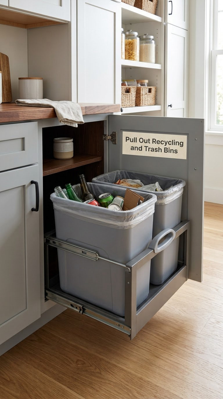Pull Out Recycling and Trash Bins