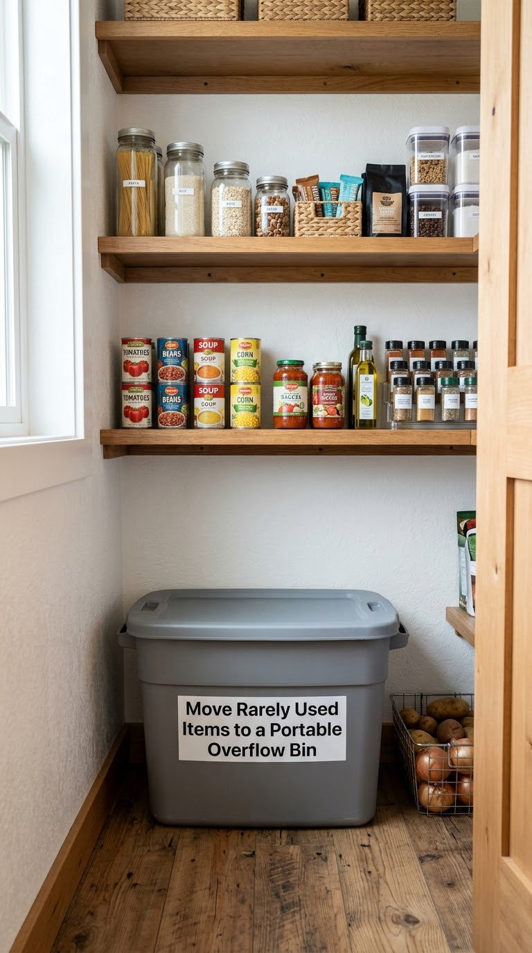 Move Rarely Used Items to a Portable Overflow Bin