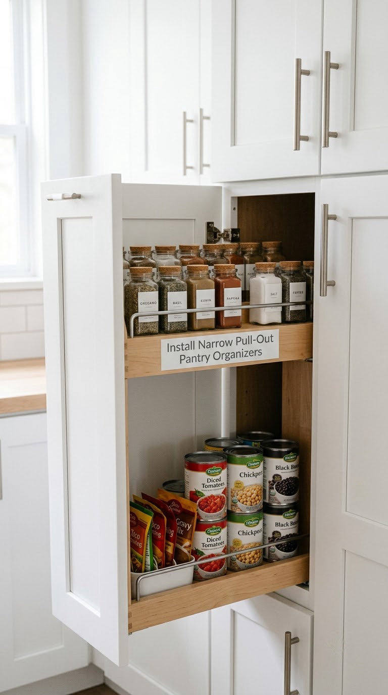 Install Narrow Pull-Out Pantry Organizers