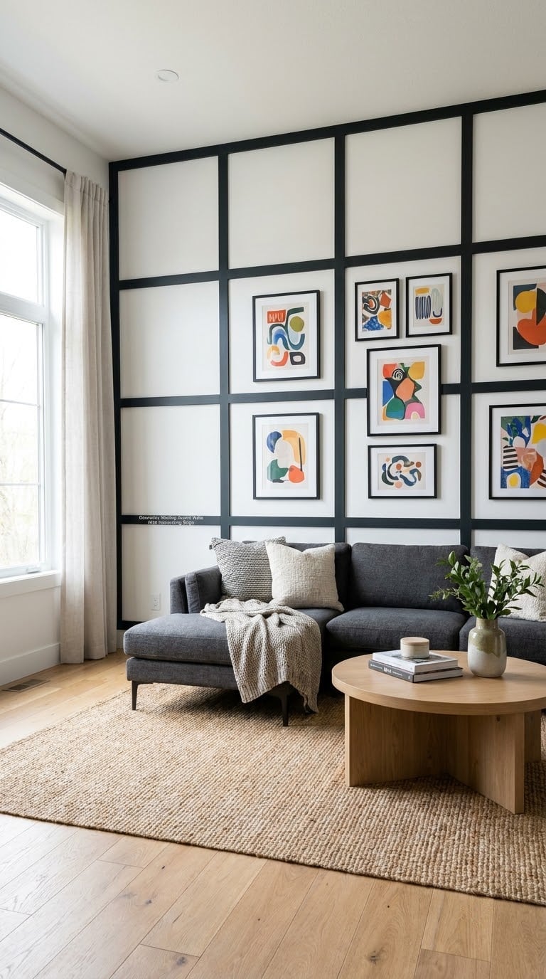 Geometric Molding Accent Walls With Intersecting Strips