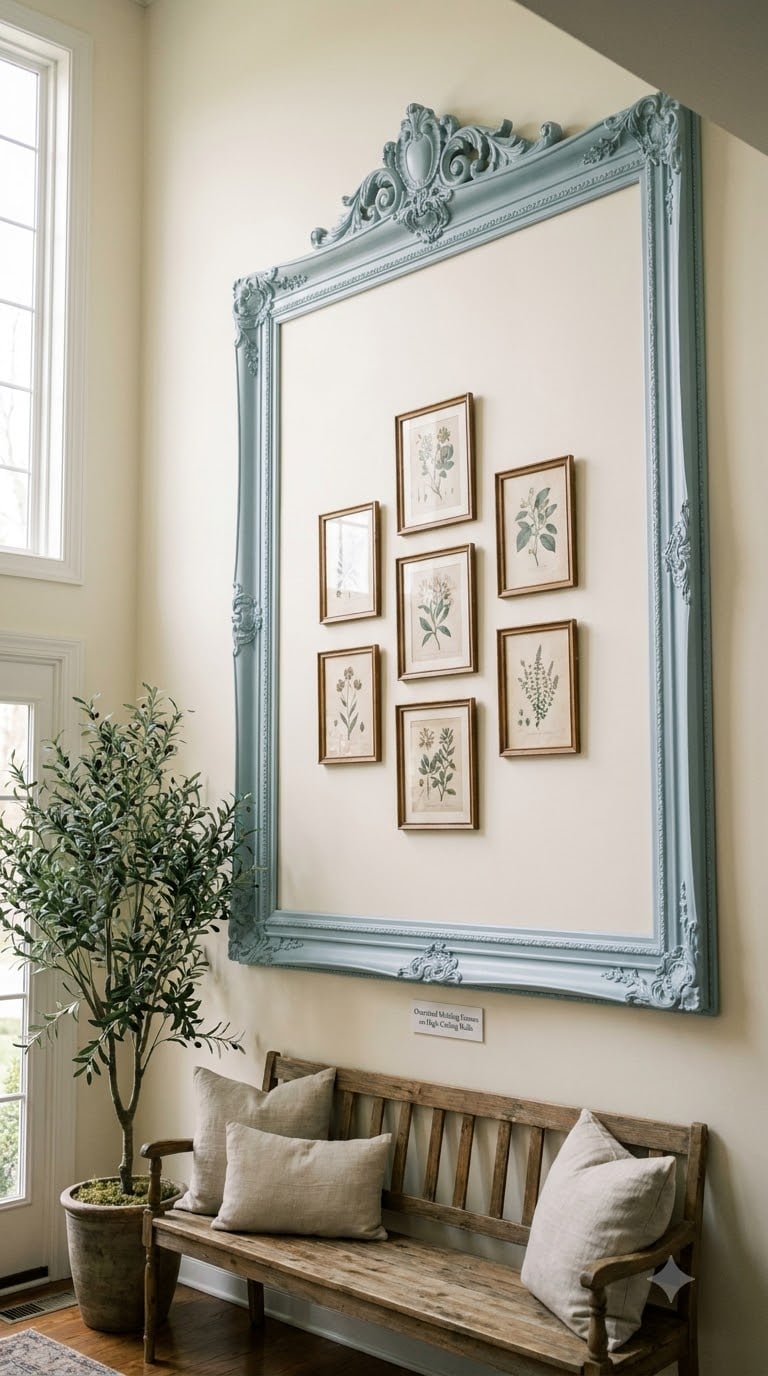 Oversized Molding Frames on High-Ceiling Walls