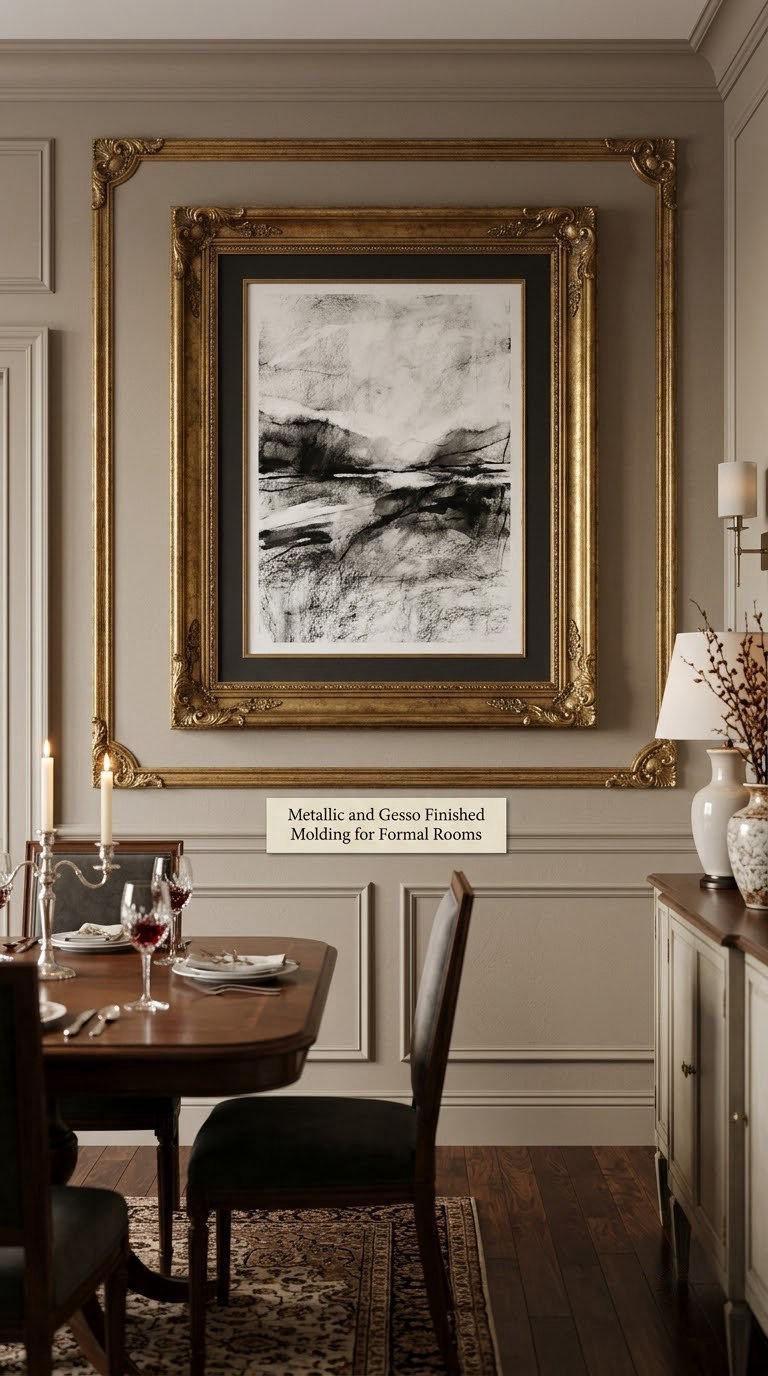 Metallic and Gesso Finished Molding for Formal Rooms