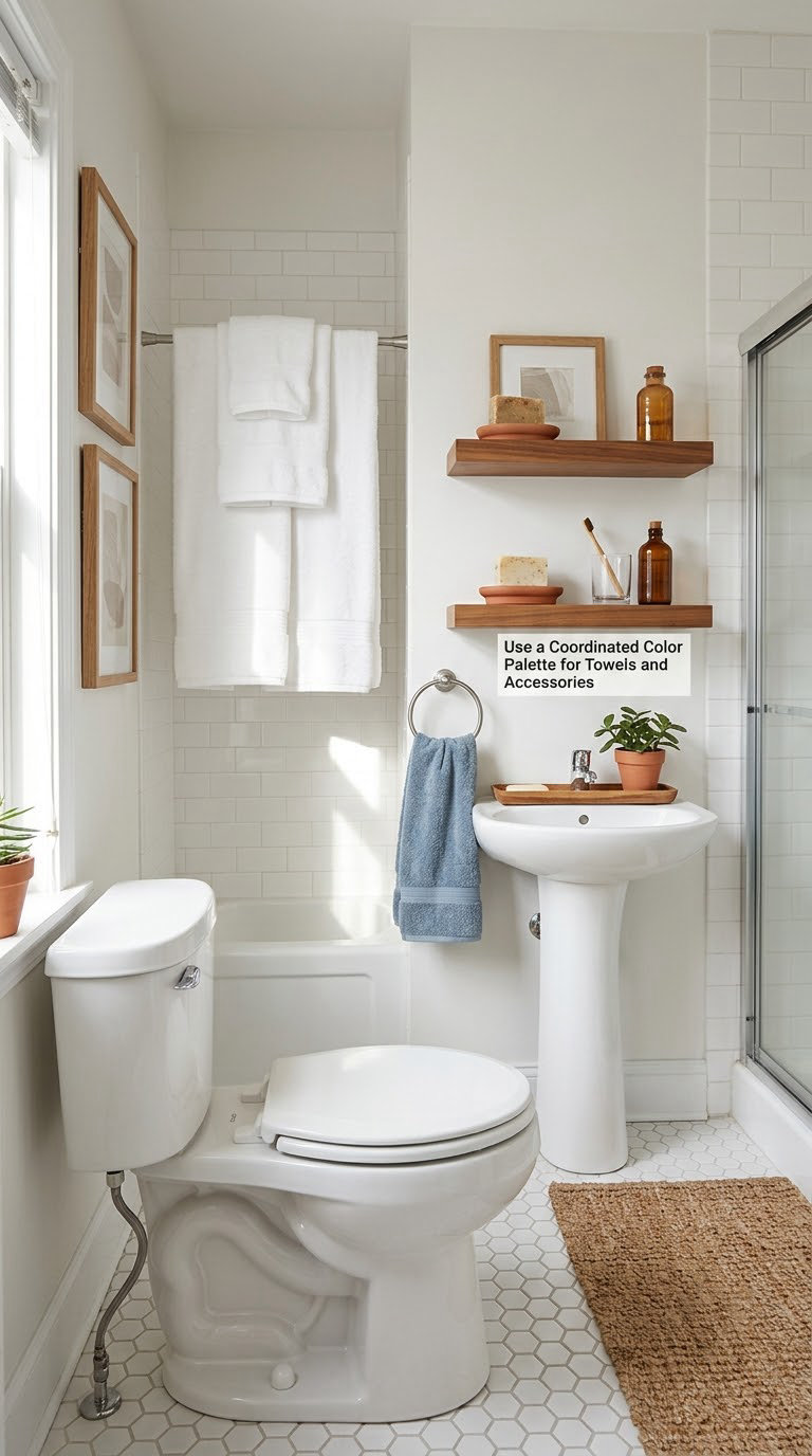 Use a Coordinated Color Palette for Towels and Accessories