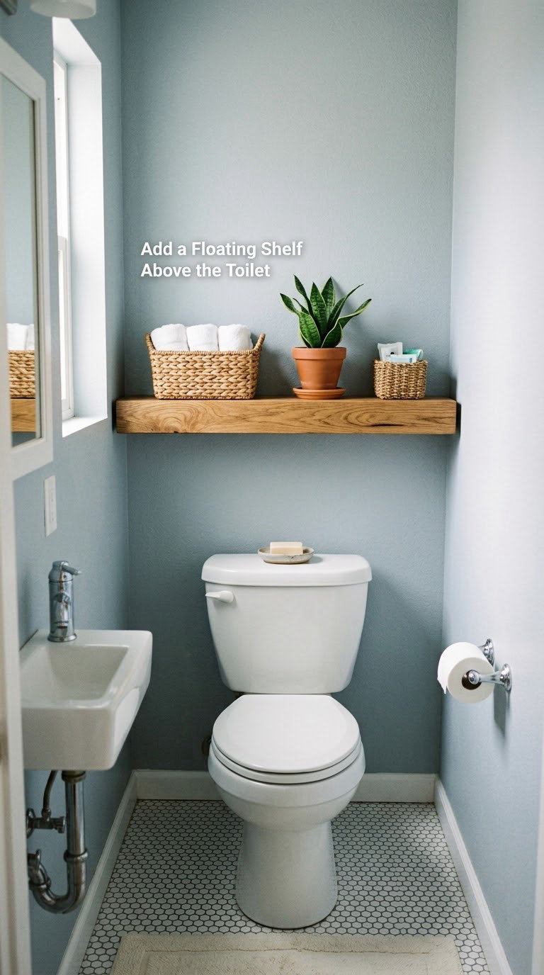 Add a Floating Shelf Above the Toilet