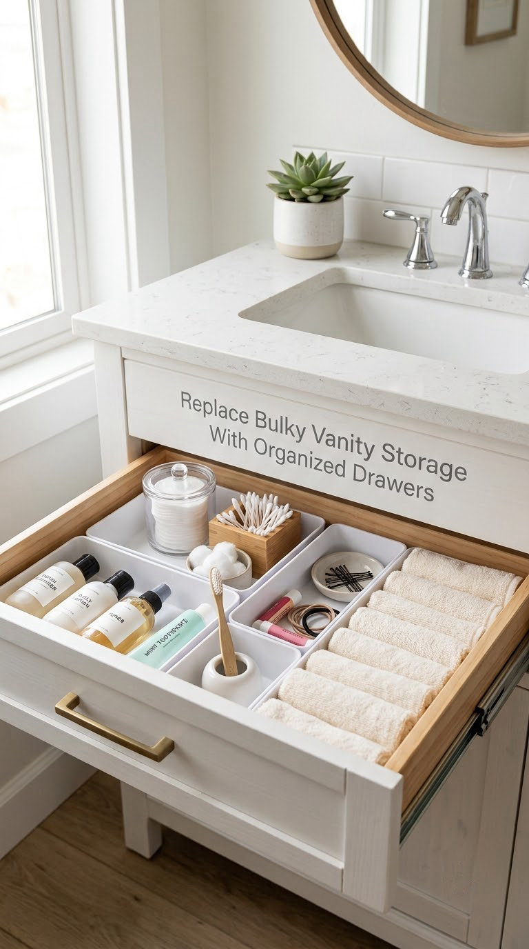 Replace Bulky Vanity Storage With Organized Drawers