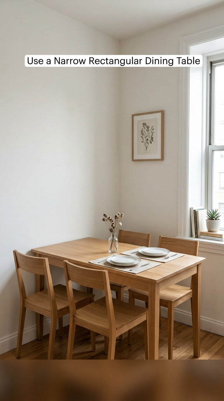 Use a Narrow Rectangular Dining Table
