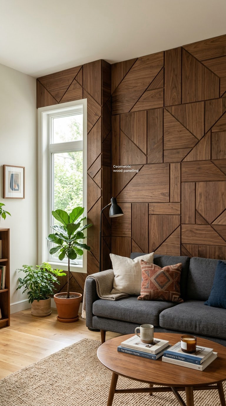 Geometric wood paneling