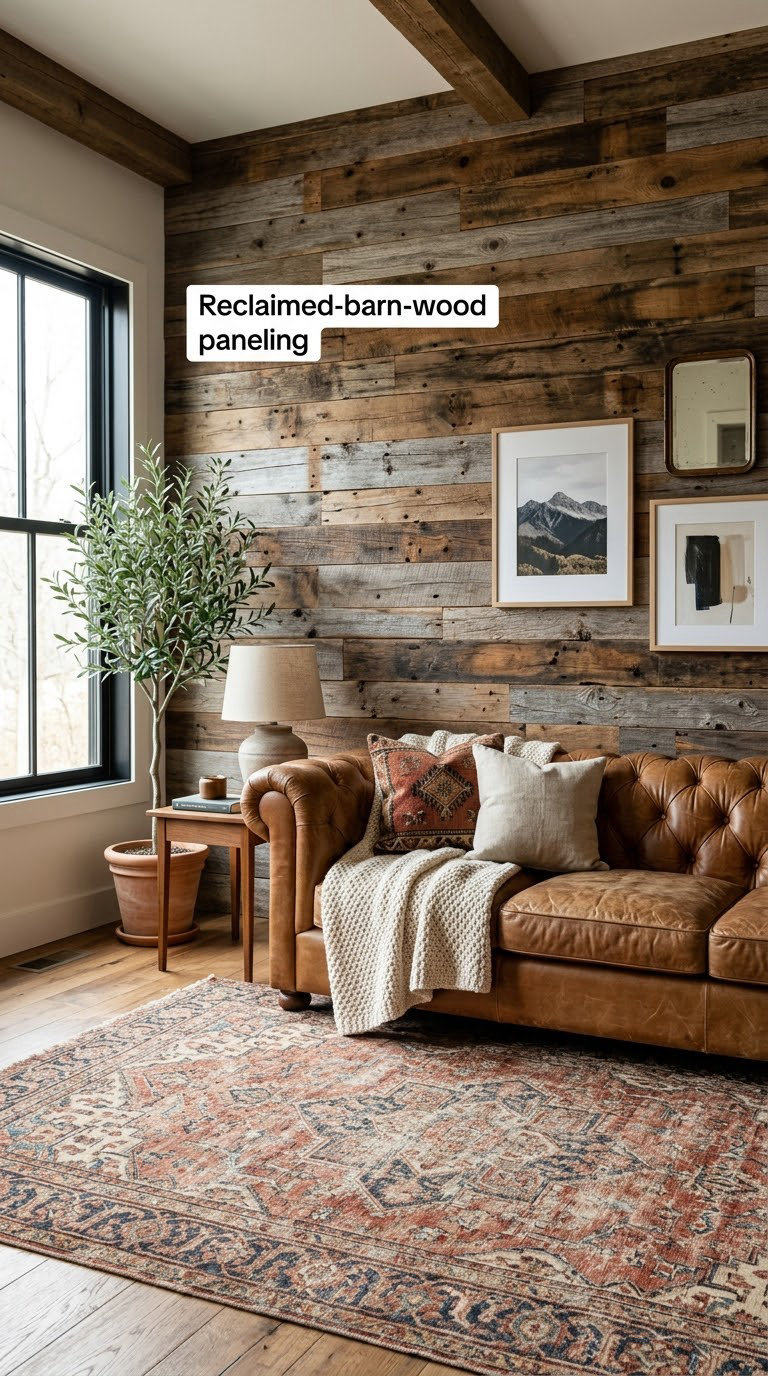 Reclaimed-barn-wood paneling