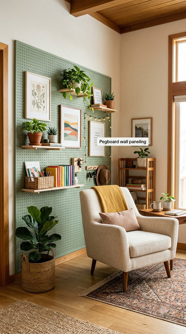 Pegboard wall paneling