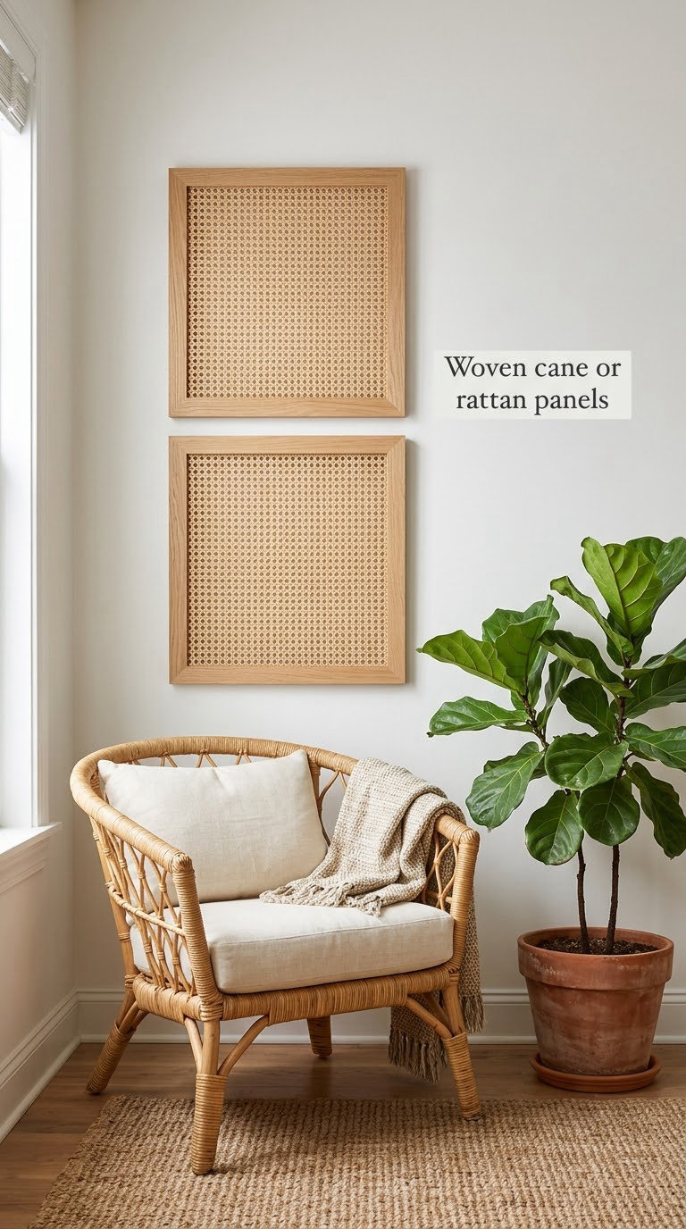 Woven cane or rattan panels