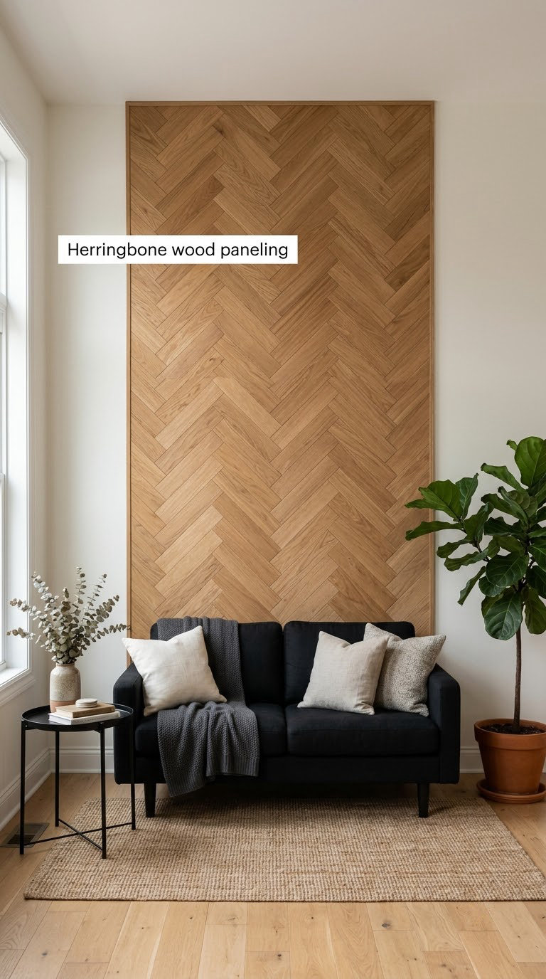 Herringbone wood paneling