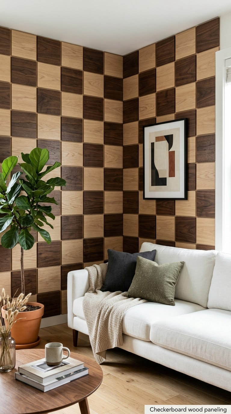Checkerboard wood paneling