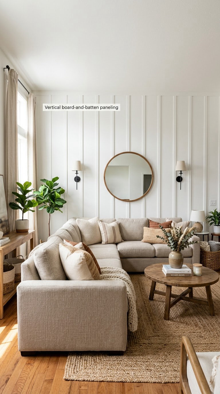 Vertical board-and-batten paneling