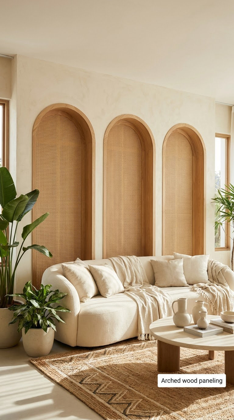 Arched wood paneling