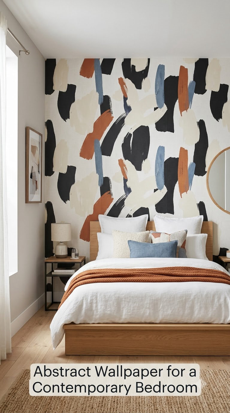 Abstract Wallpaper for a Contemporary Bedroom