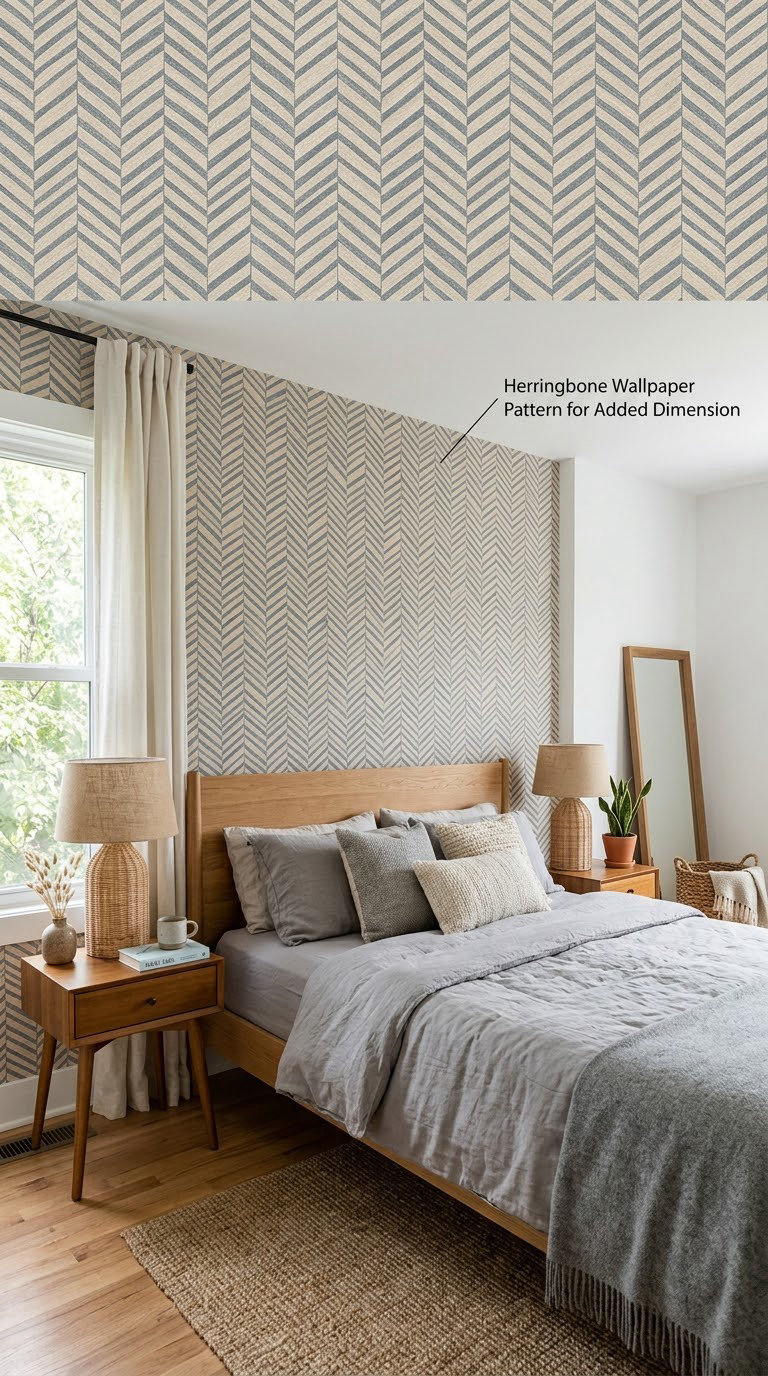 Herringbone Wallpaper Pattern for Added Dimension
