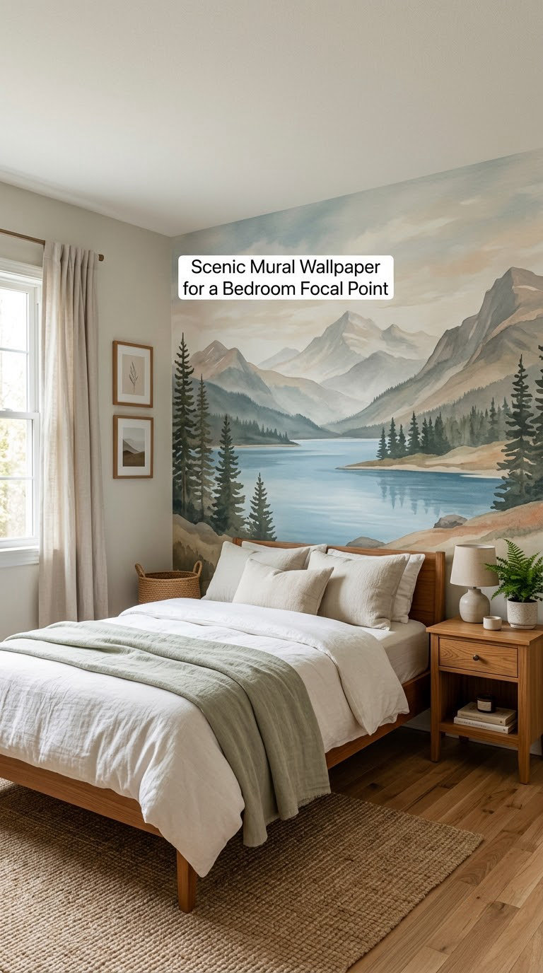 Scenic Mural Wallpaper for a Bedroom Focal Point