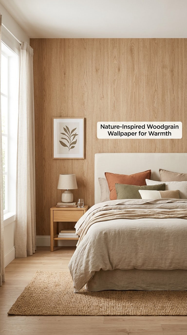 Nature-Inspired Woodgrain Wallpaper for Warmth