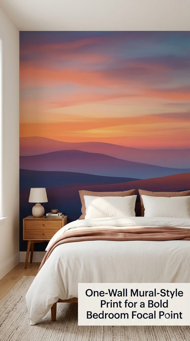One-Wall Mural-Style Print for a Bold Bedroom Focal Point