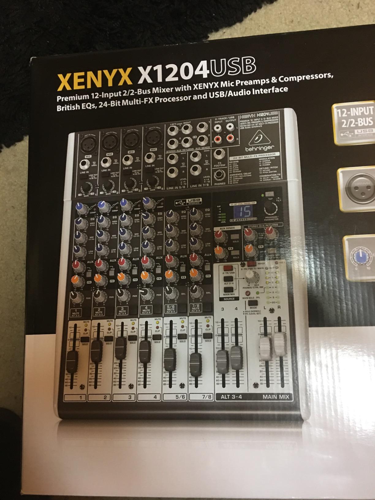 Behringer XENYX X1204USB Premium 12-Input 2/2-Bus Mixer with XENYX Mic Preamps and Compressors, British EQ, 24-Bit Multi-FX Processor and USB/Audio Interface customer photo 1