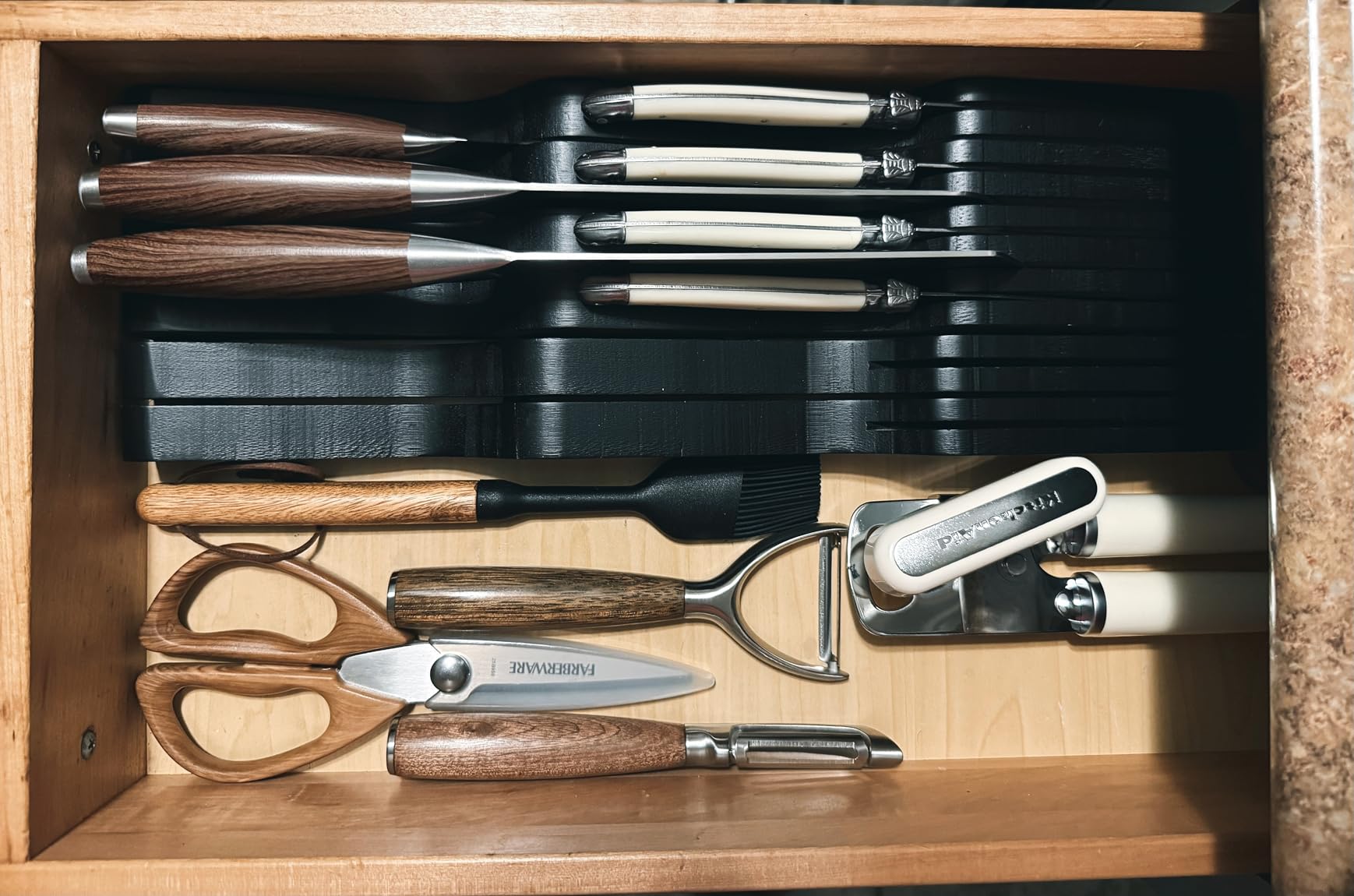 Bambüsi Knife Drawer Organizer 16 Slot In-Drawer Knife Block Holder, Bamboo customer photo 2