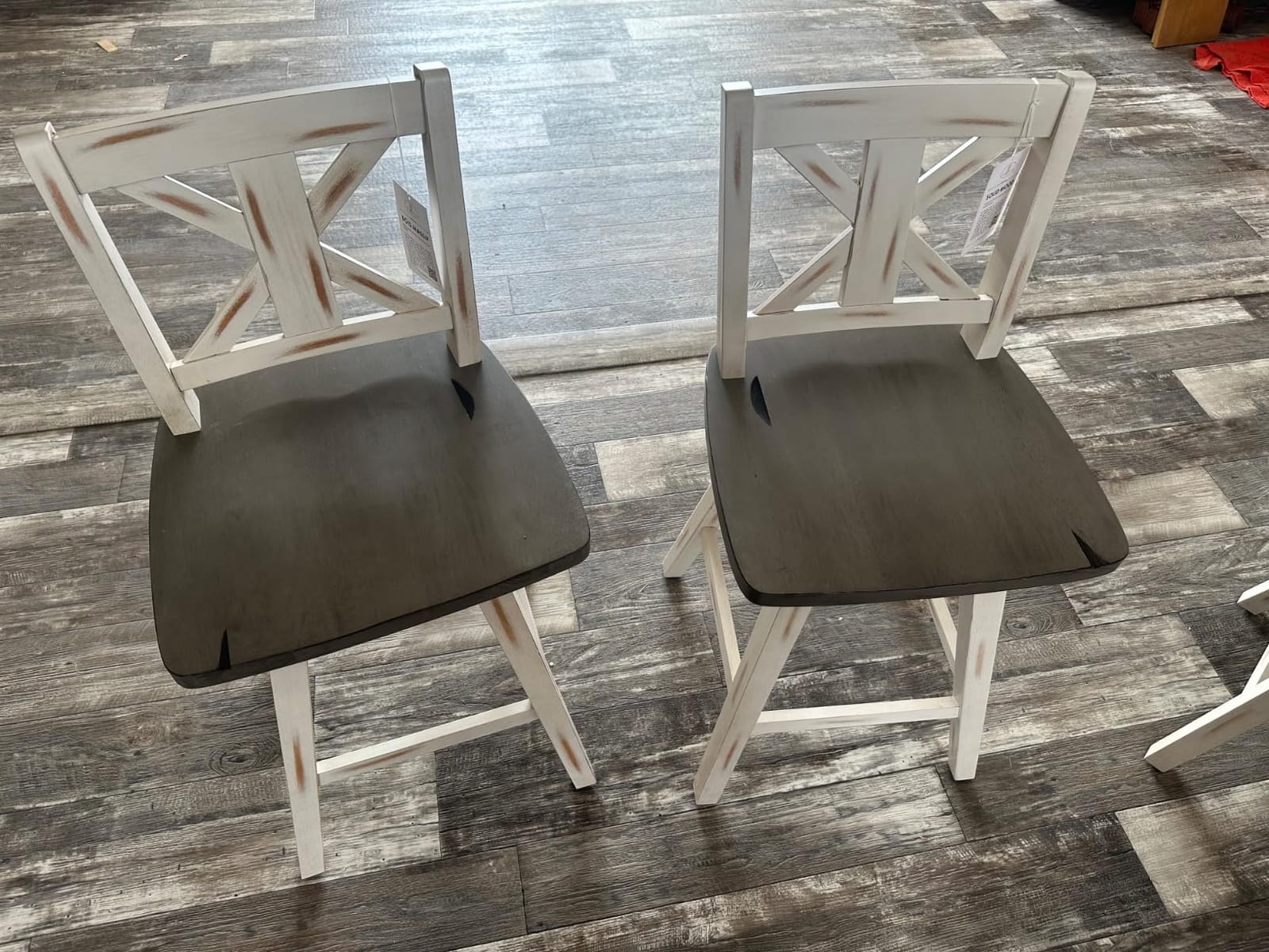 Lexicon Swivel Counter Height Stools Set of 2,X Back,Antique Black/Grey customer photo 1