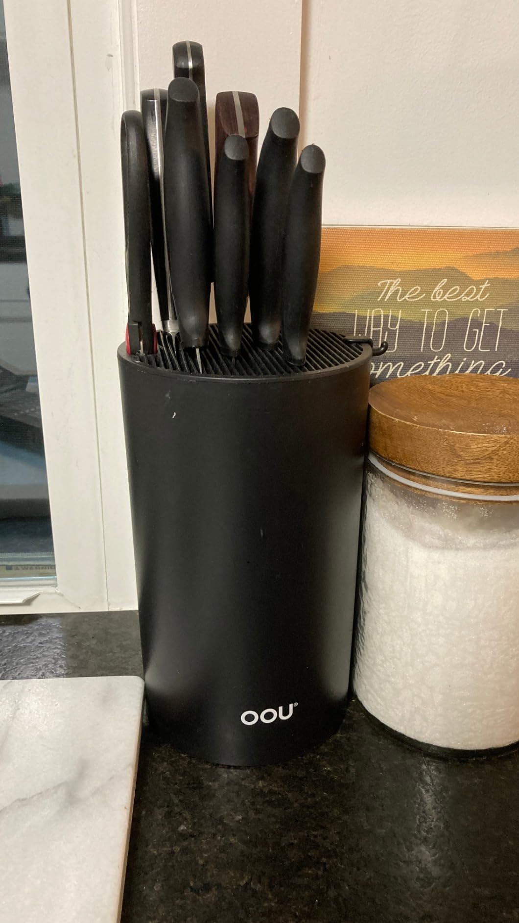 OOU Universal Knife Block Holder Without Knives, Round Kitchen Knife Holder, Detachable Knife Storage for Easy Cleaning-Black customer photo 1