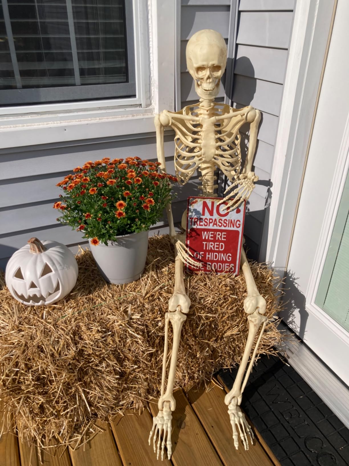 Halloween Decoration Halloween Signs Retro Fashion chic Funny Metal Tin Sign No Trespassing We're Tired of Hiding The Bodies. customer photo 1