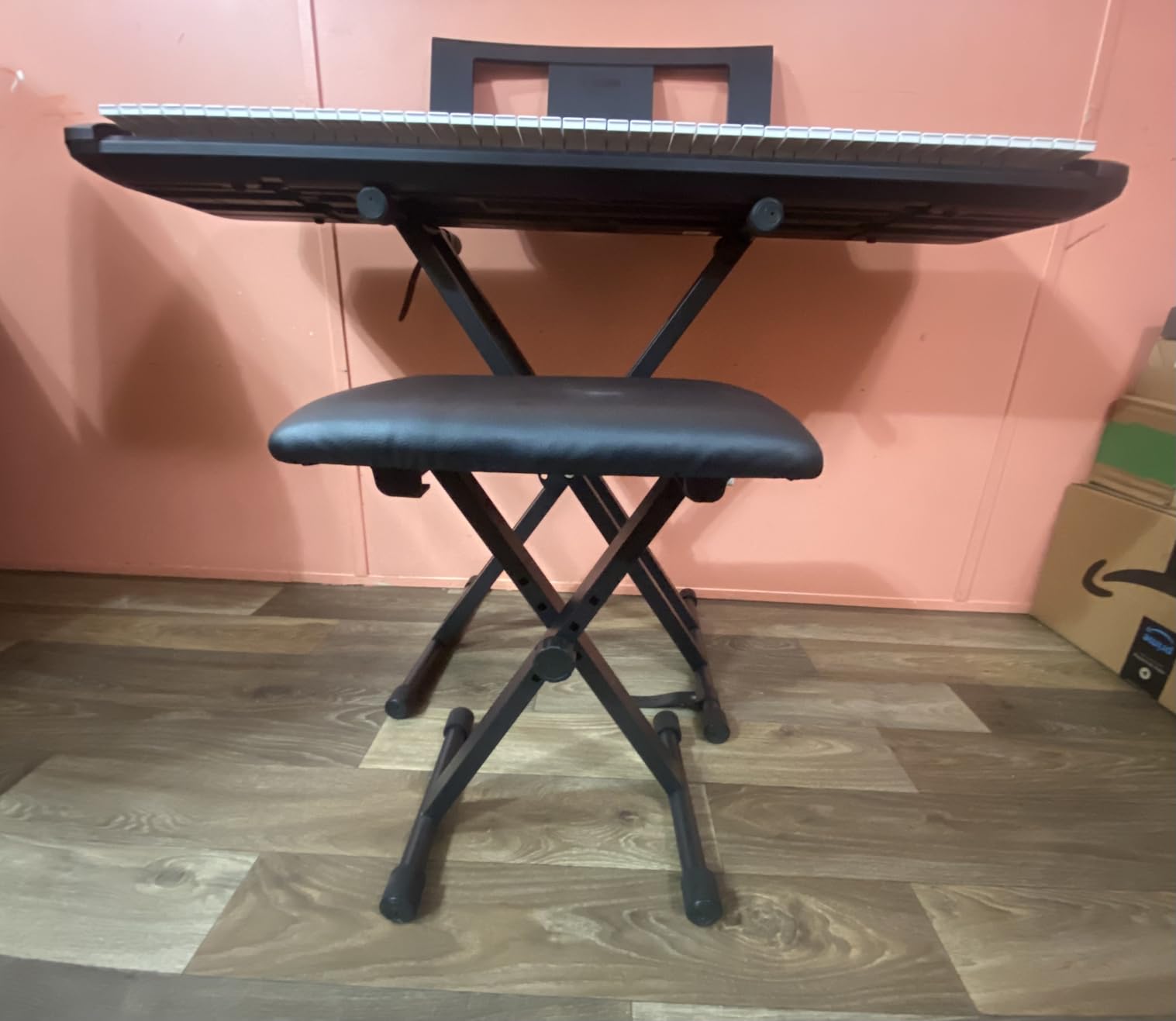 Keyboard Stand & Bench Set, Upgrade Heavy Duty Double-X Keyboard Stand, Adjustable & Portable Digital Piano Stand with Locking Straps customer photo 2