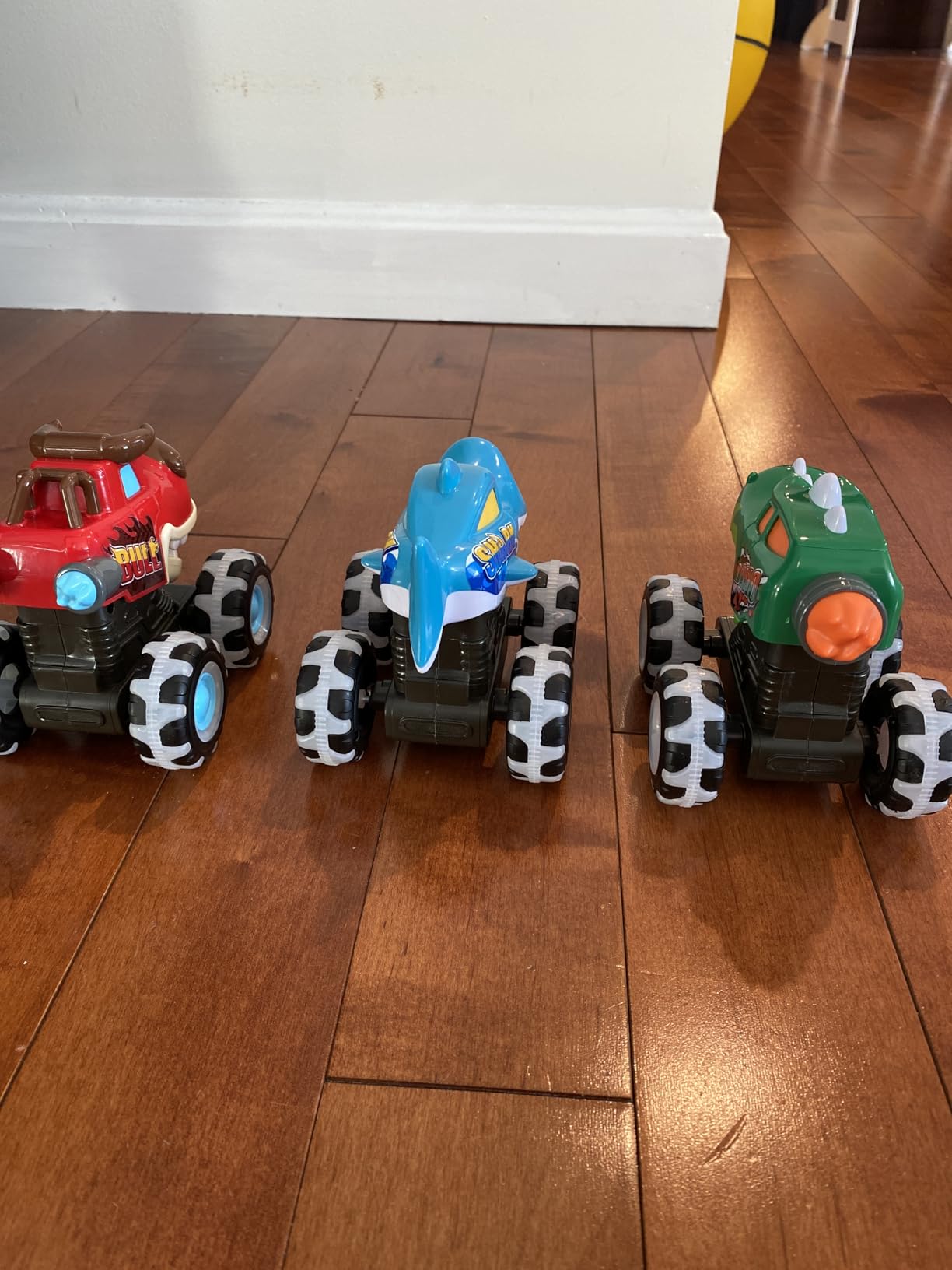 JOYIN 3 Pack Monster Truck Toy, Light Up Cars Press and Go Dinosaur Trucks customer photo 1