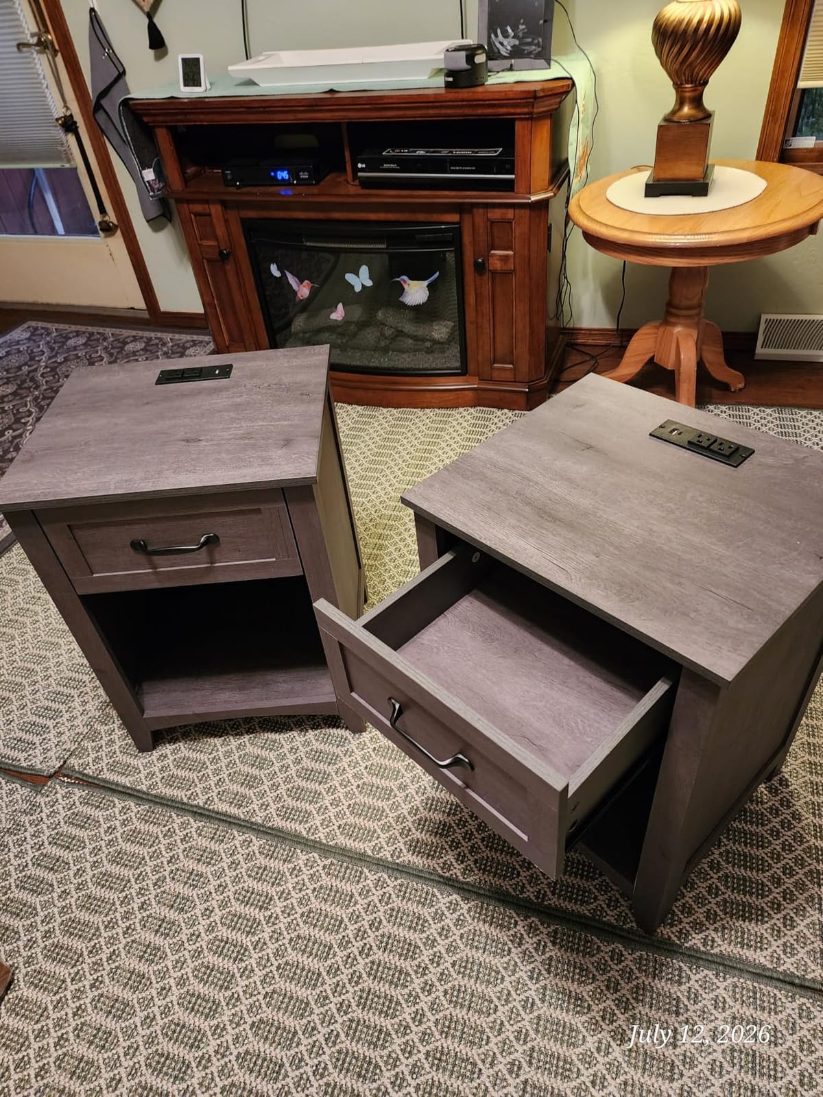 VASAGLE Farmhouse Nightstands with Charging Station, 1 Drawer, Set of 2 customer photo 1