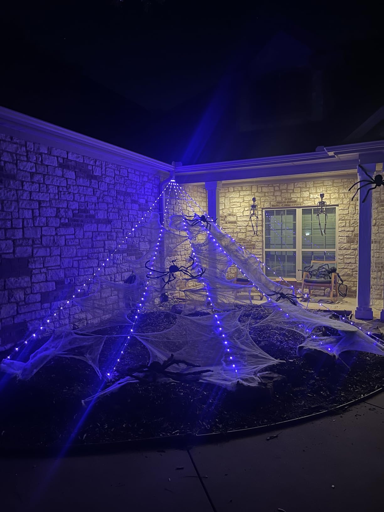 Halloween Decorations Outdoor, 200 LED Halloween Giant Spider Web Lights, 16.4Ft Lighted Spider Web Light up for Yard Haunted House Decor customer photo 1