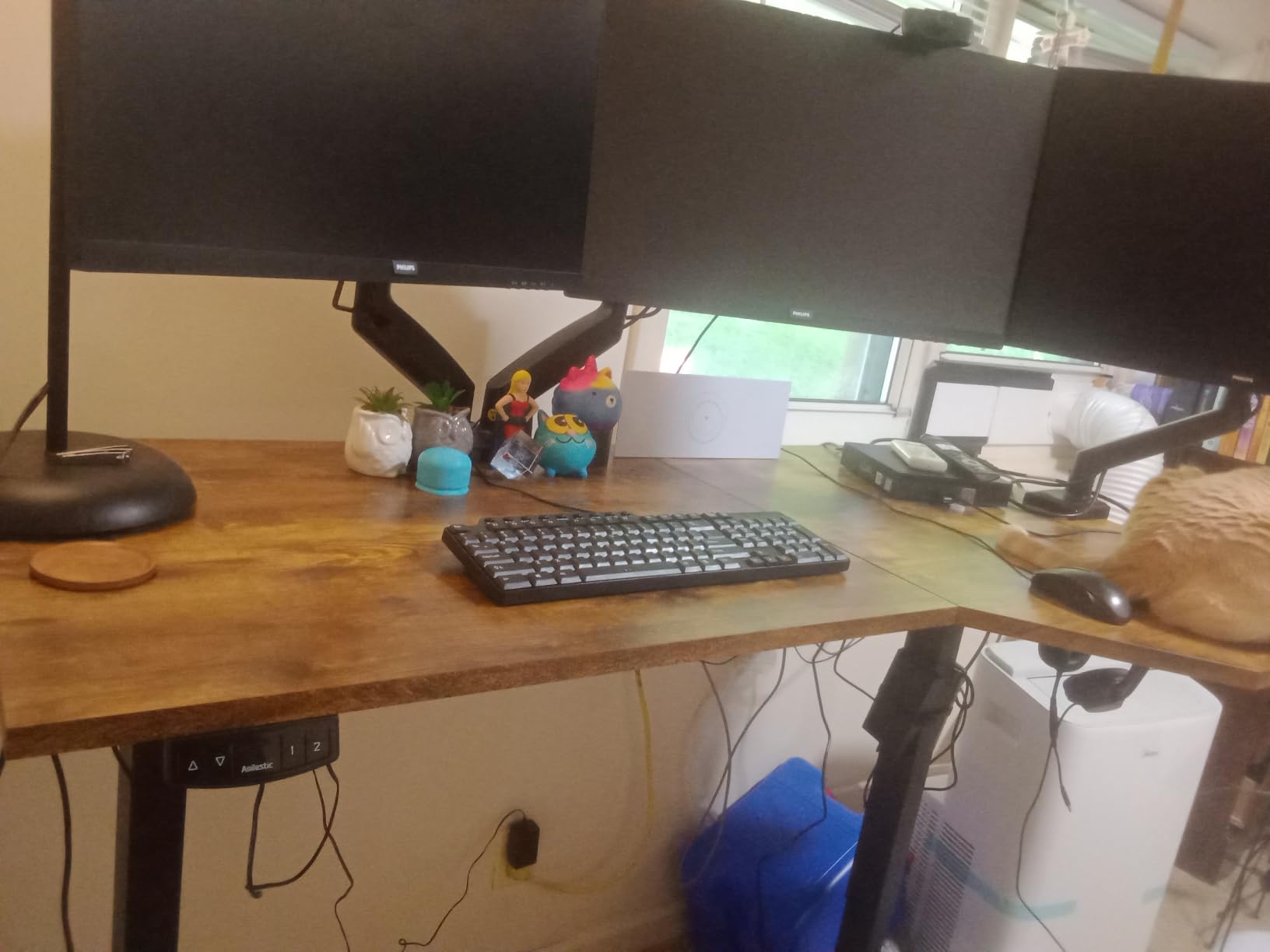 Agilestic 55 x 32 Inch Corner L Shaped Electric Standing Desk, Rustic Brown customer photo 1