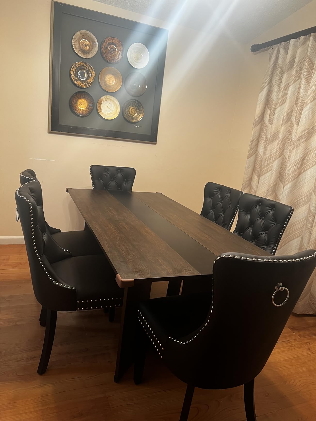 Hlivelood 94Inch Large Dining Table for 8 10 People,Wooden Rectangular Kitchen Table W/Waterproof Tabletop,Large Rectangle Furniture W/Adjustable Legs,Brown Dinner Table for Kitchen Dining Room(94IN) customer photo 2